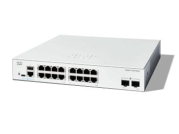 Коммутатор управляемый Cisco C1300-16T-2G, 16*до 1000Mbit/s, 2*SFP+, 1024Mb, 512Mb